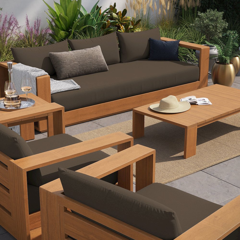 Tahoe 5-Piece Outdoor Patio Acacia Wood Furniture Set. Picture 17