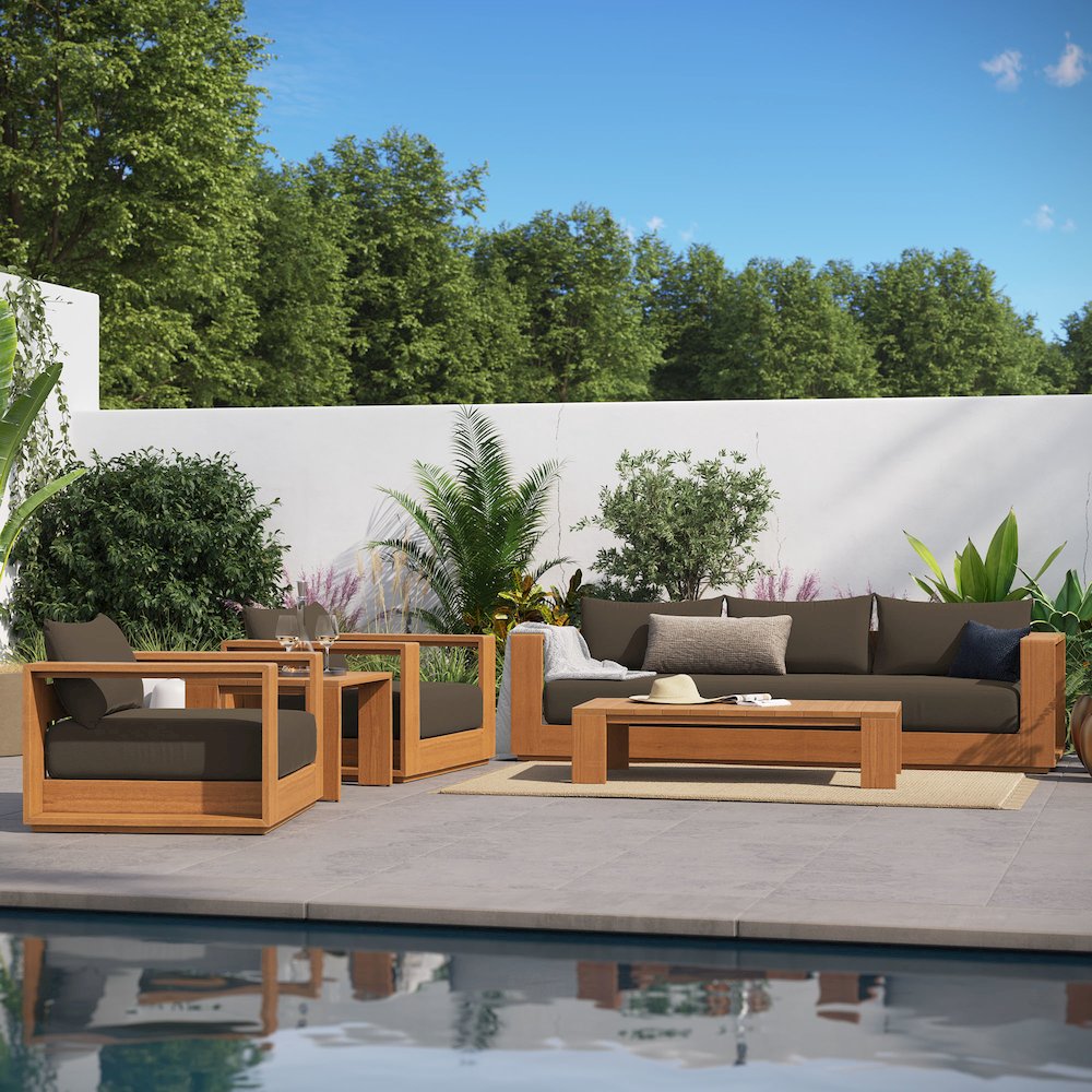 Tahoe 5-Piece Outdoor Patio Acacia Wood Furniture Set. Picture 15