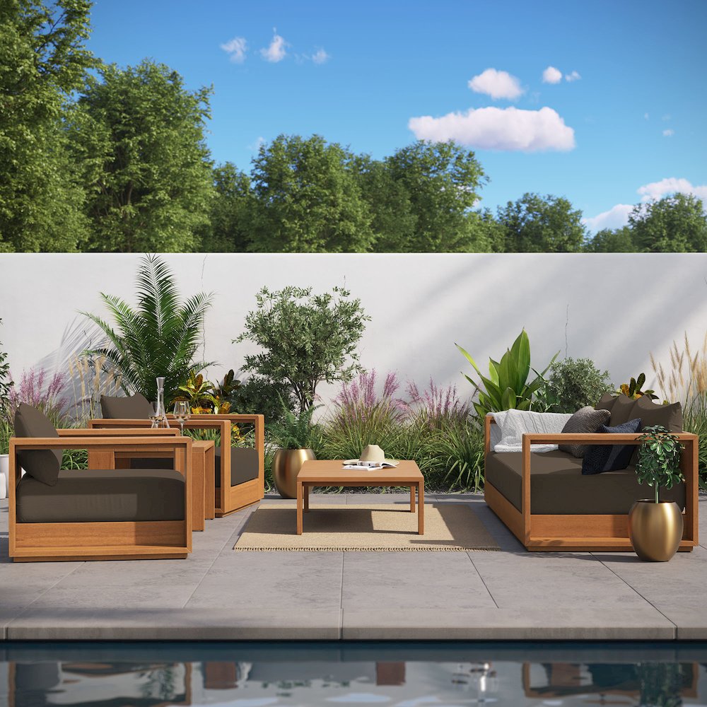 Tahoe 5-Piece Outdoor Patio Acacia Wood Furniture Set. Picture 16
