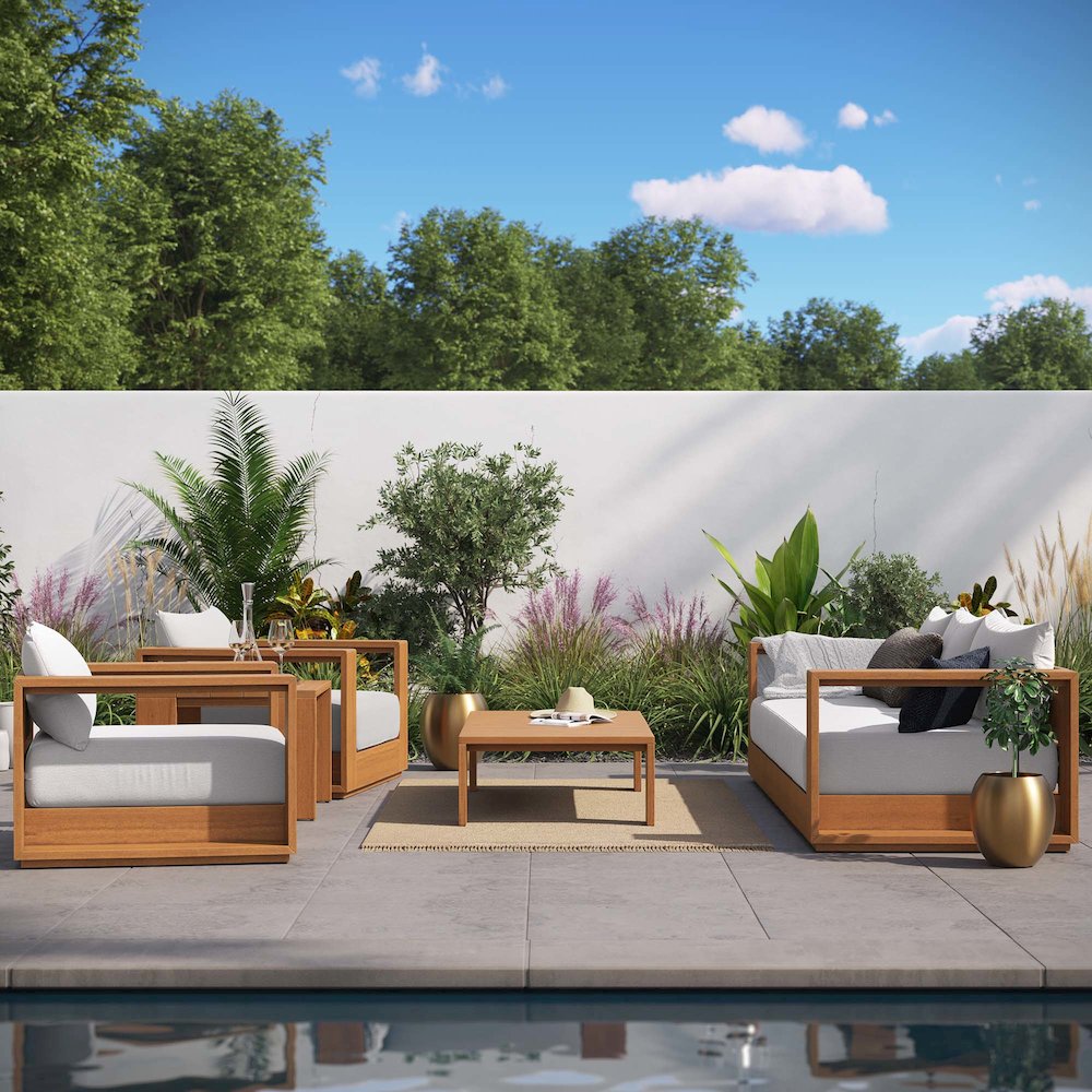 Tahoe 5-Piece Outdoor Patio Acacia Wood Furniture Set. Picture 9
