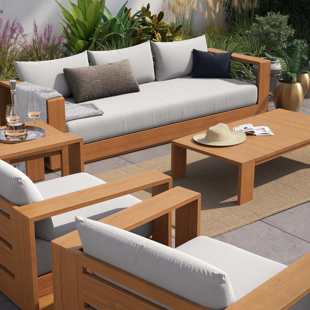 Tahoe 5-Piece Outdoor Patio Acacia Wood Furniture Set. Picture 10