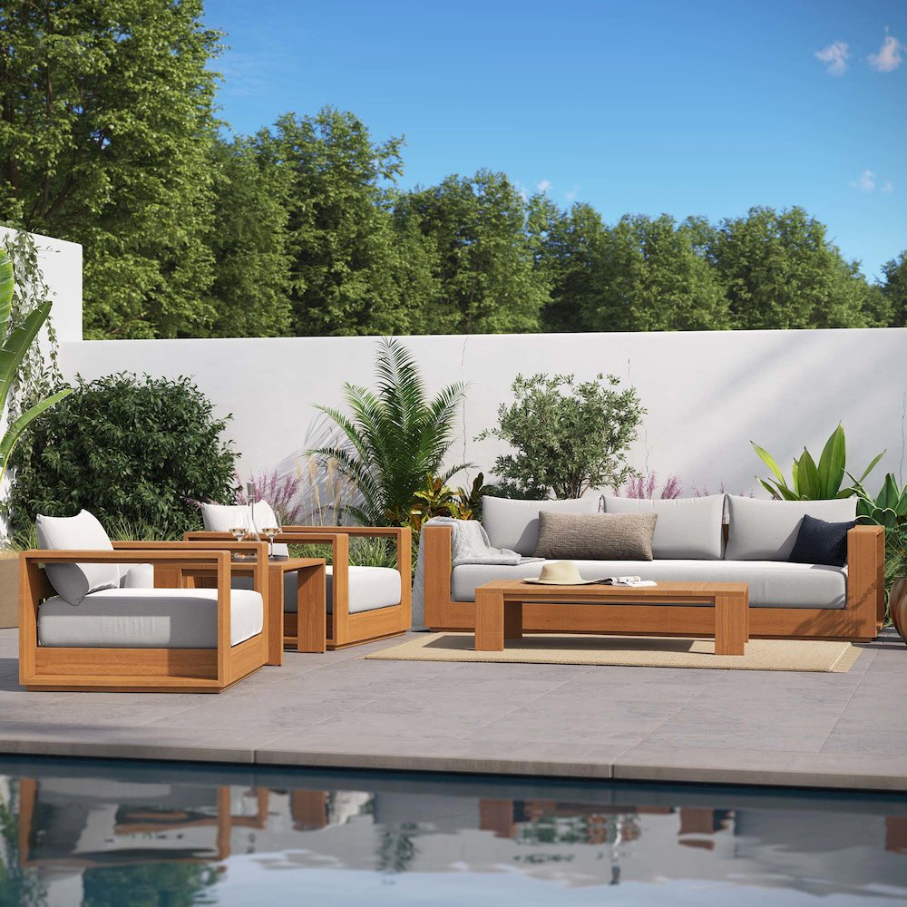 Tahoe 5-Piece Outdoor Patio Acacia Wood Furniture Set. Picture 8