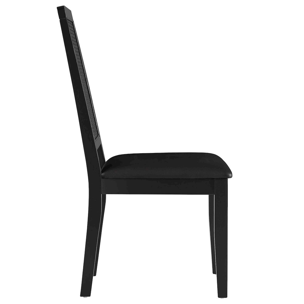Arlo Vegan Leather Upholstered Faux Rattan and Wood Dining Side Chairs Set of 2. Picture 5