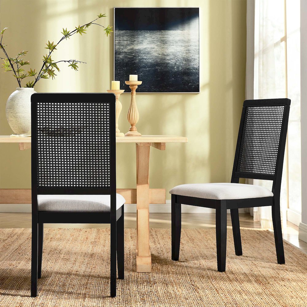 Arlo Faux Rattan and Wood Dining Side Chairs Set of 2. Picture 9