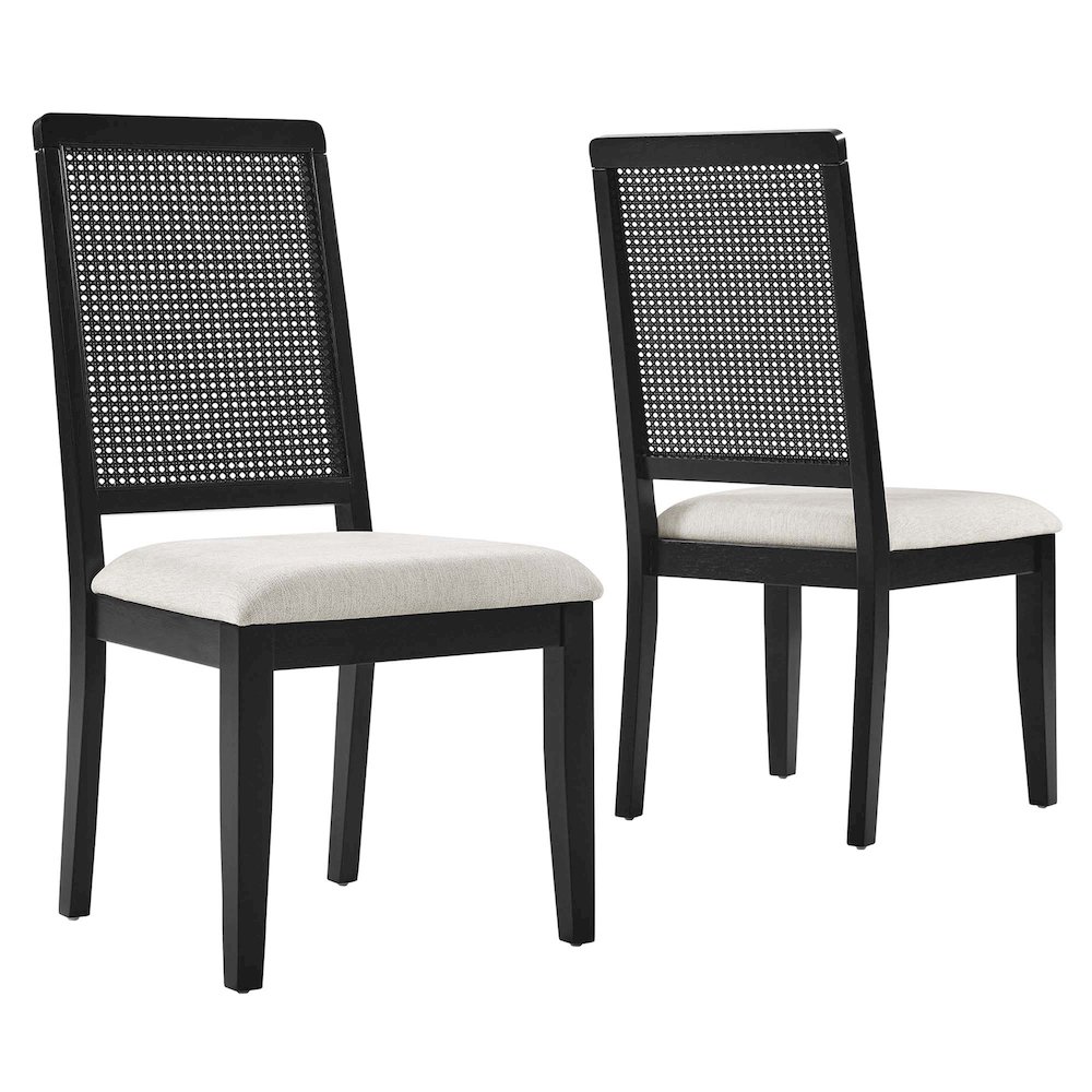 Arlo Faux Rattan and Wood Dining Side Chairs Set of 2. Picture 1