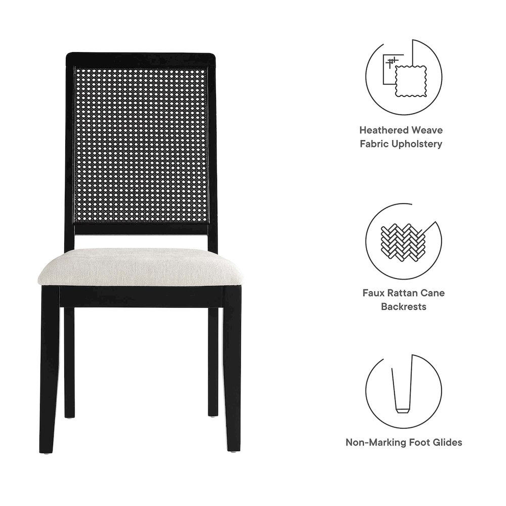 Arlo Faux Rattan and Wood Dining Side Chairs Set of 2. Picture 3