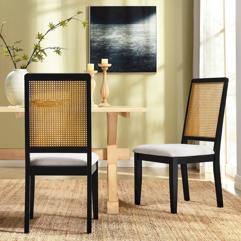 Arlo Faux Rattan and Wood Dining Side Chairs Set of 2. Picture 9