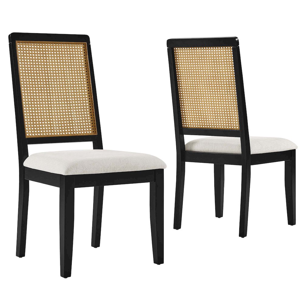 Arlo Faux Rattan and Wood Dining Side Chairs Set of 2. Picture 1