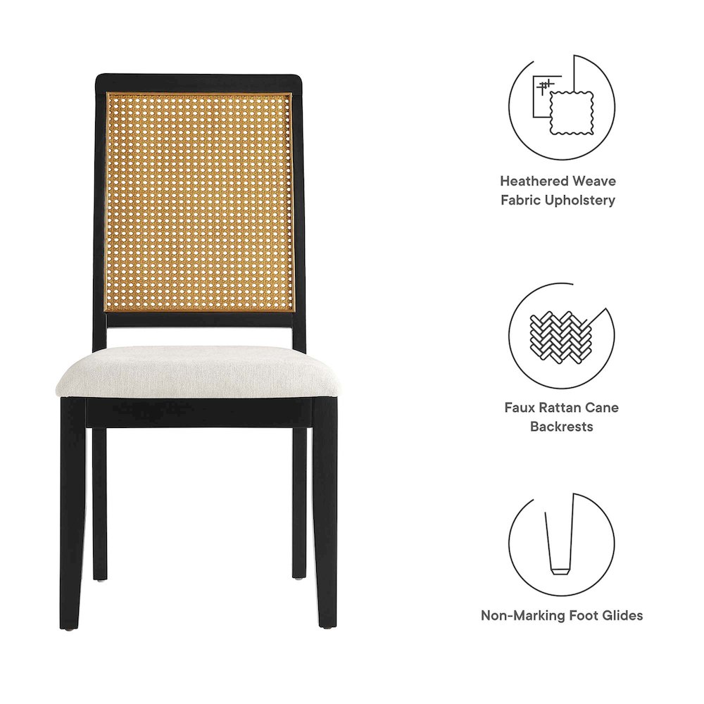 Arlo Faux Rattan and Wood Dining Side Chairs Set of 2. Picture 3