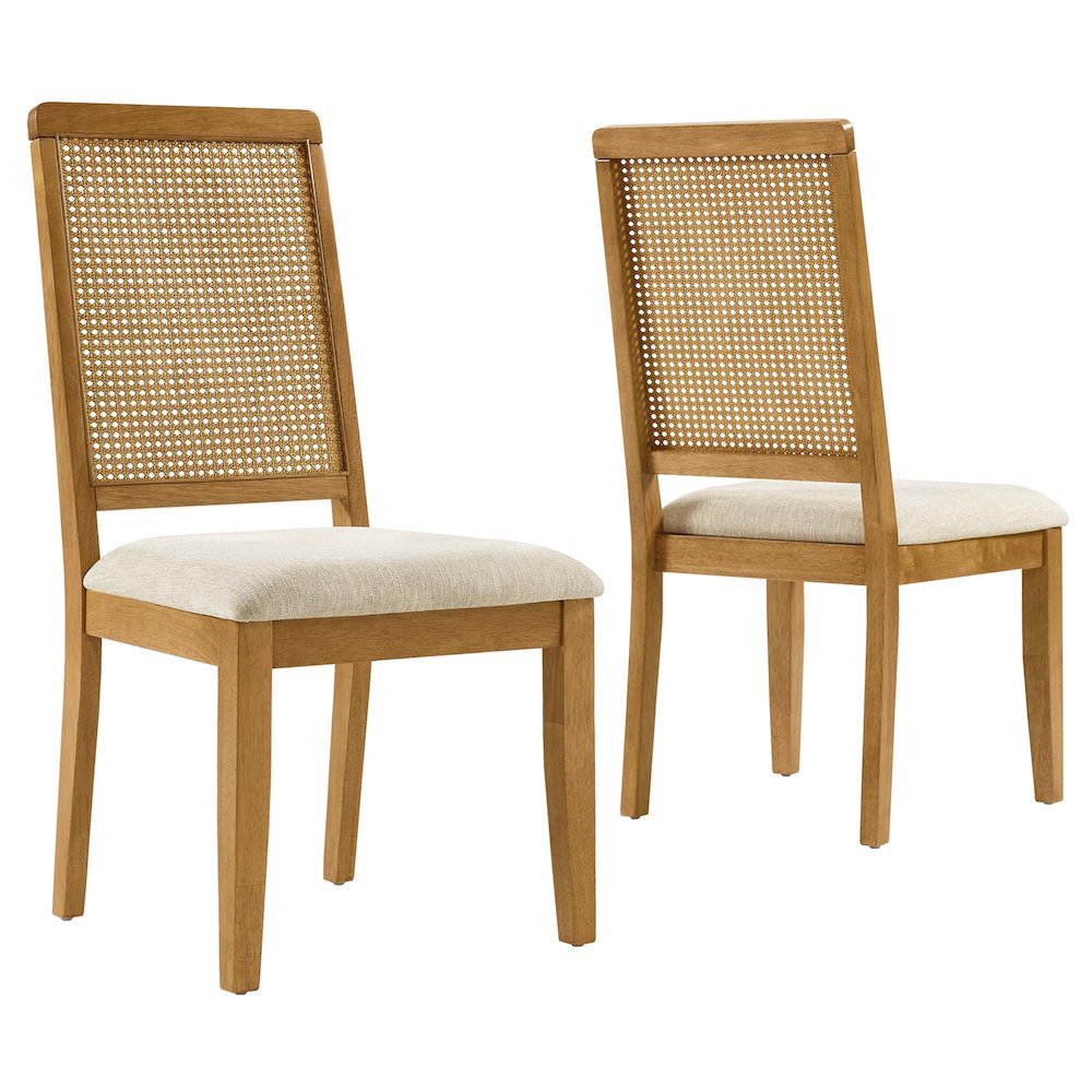 Arlo Faux Rattan and Wood Dining Side Chairs Set of 2. Picture 1
