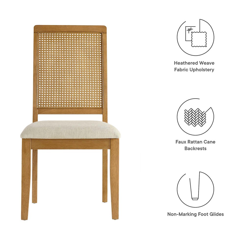 Arlo Faux Rattan and Wood Dining Side Chairs Set of 2. Picture 3