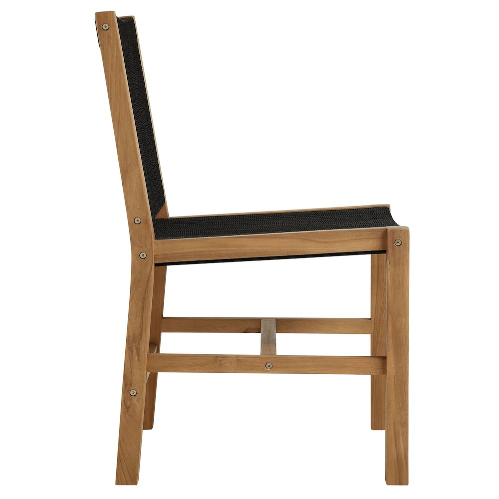 Vienna Outdoor Patio Teak and Rope Armless Dining Chairs Set of 2. Picture 5