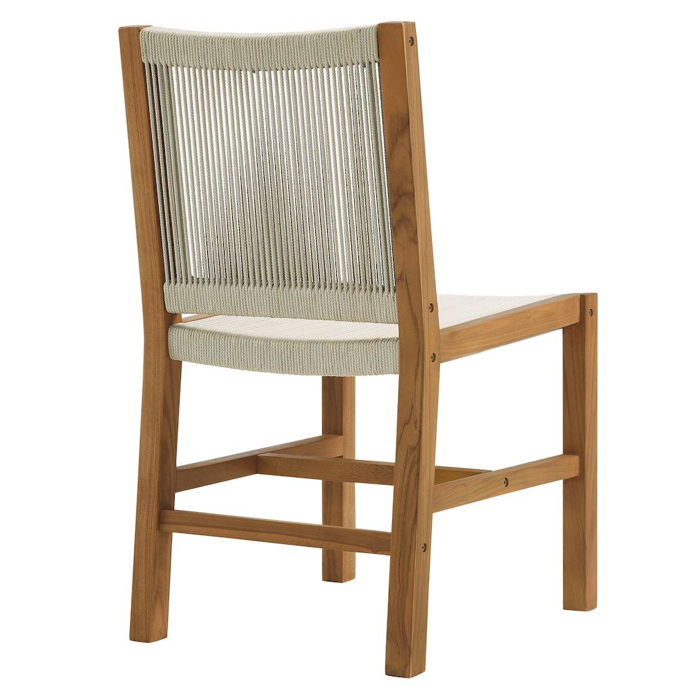 Vienna Outdoor Patio Teak and Rope Armless Dining Chairs Set of 2. Picture 6