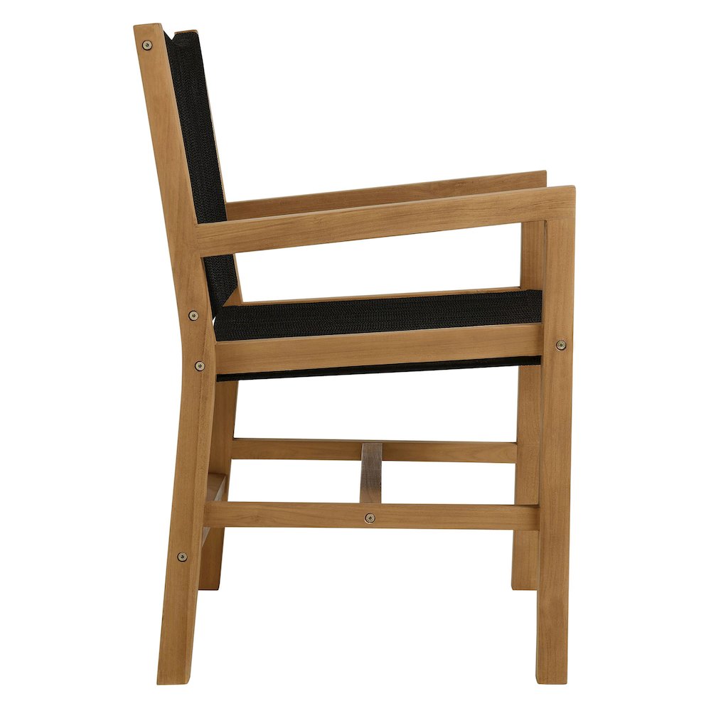 Vienna Outdoor Patio Teak and Rope Dining Armchairs Set of 2. Picture 5