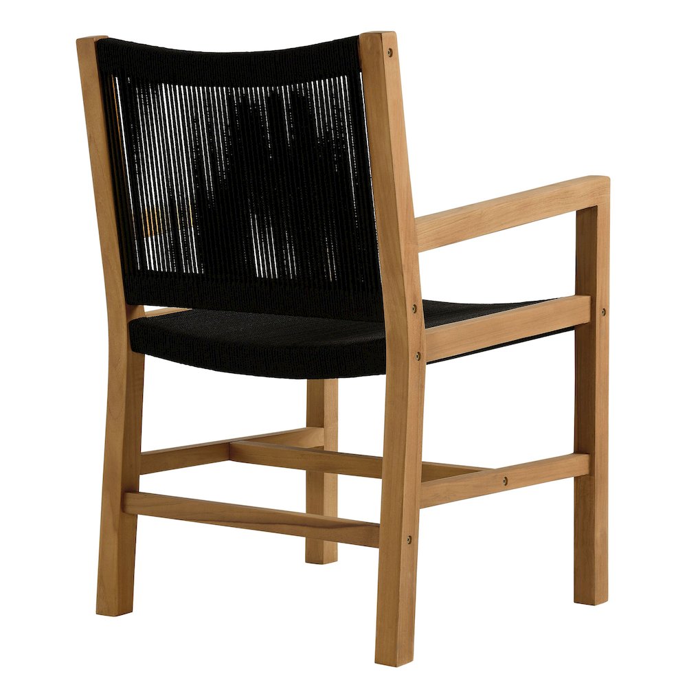 Vienna Outdoor Patio Teak and Rope Dining Armchairs Set of 2. Picture 6