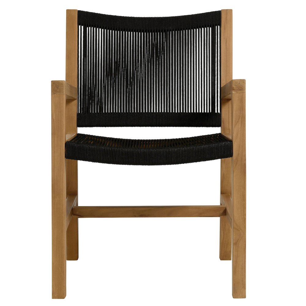 Vienna Outdoor Patio Teak and Rope Dining Armchairs Set of 2. Picture 7