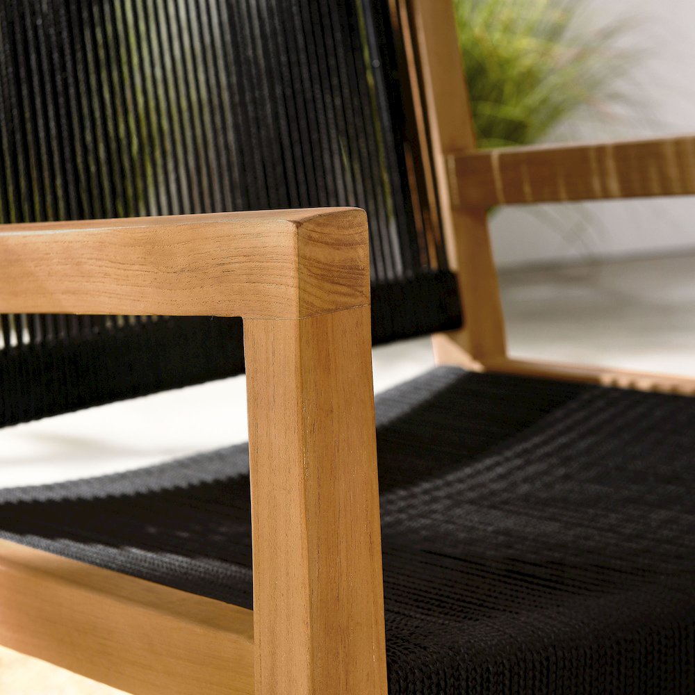 Vienna Outdoor Patio Teak and Rope Dining Armchairs Set of 2. Picture 10