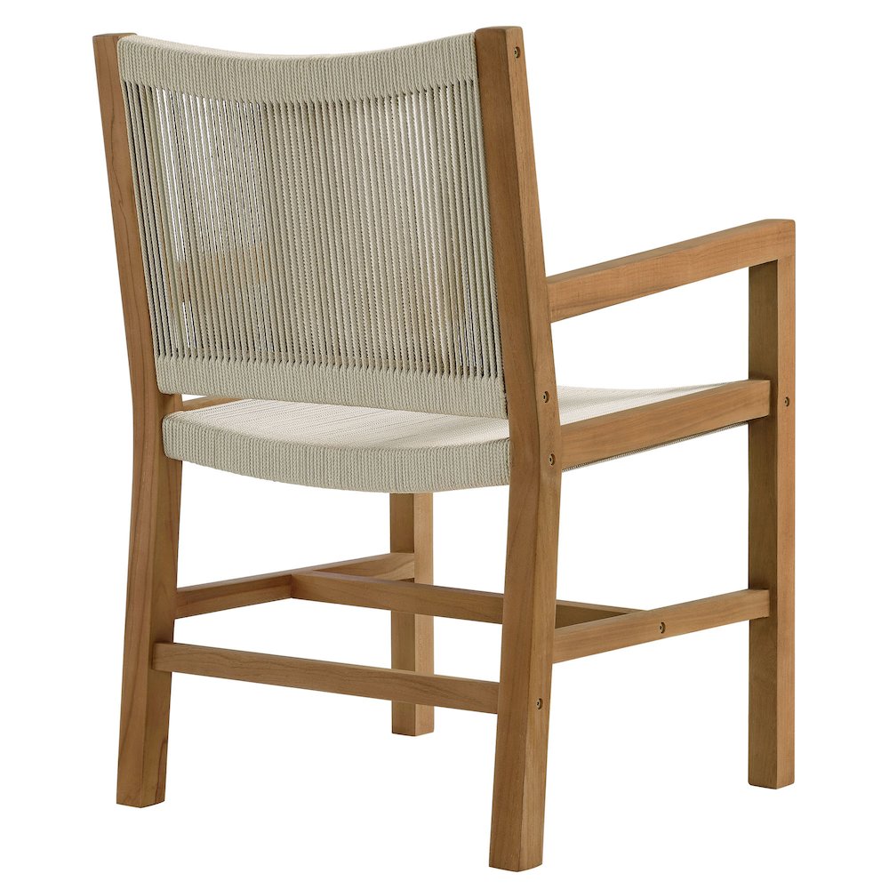 Vienna Outdoor Patio Teak and Rope Dining Armchairs Set of 2. Picture 6