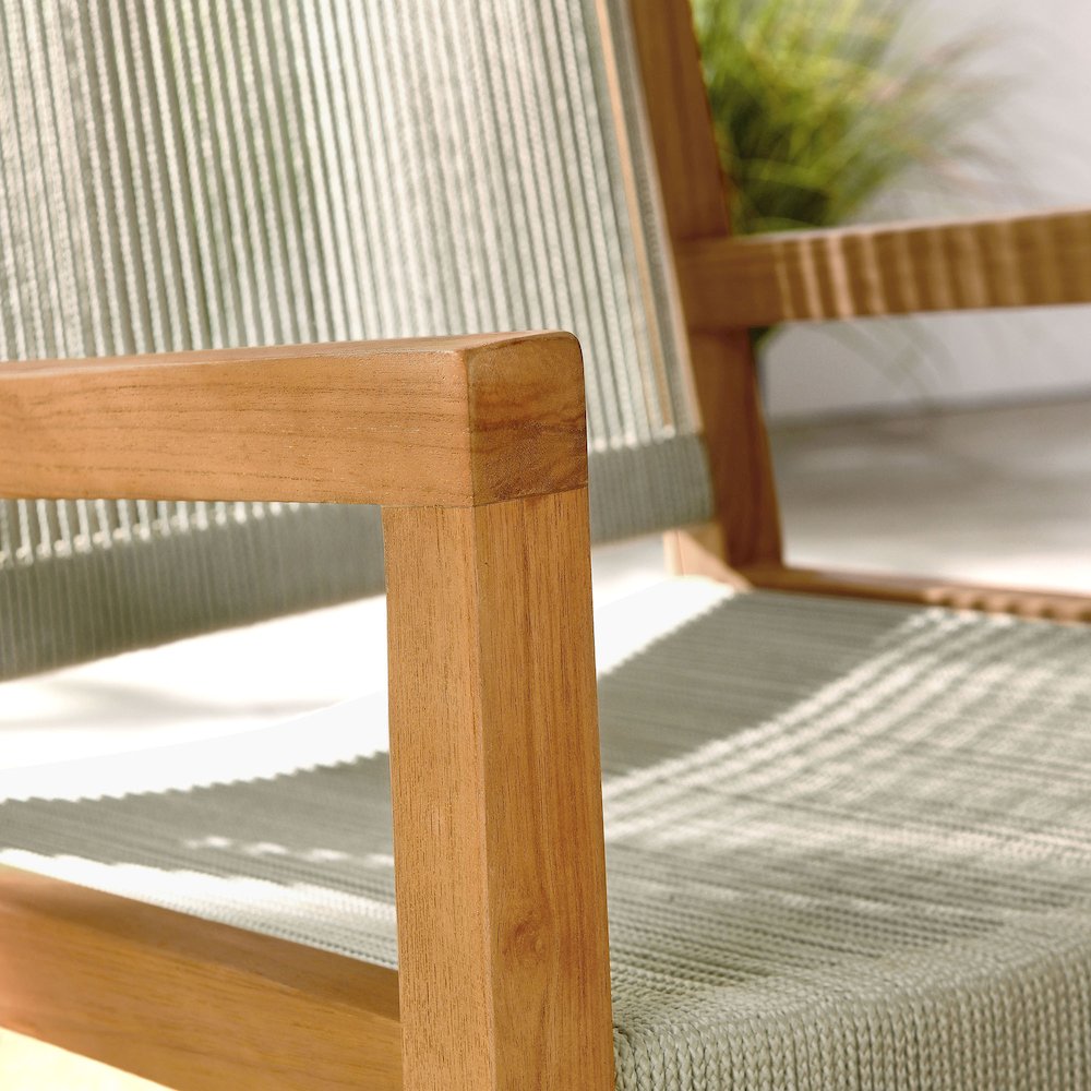 Vienna Outdoor Patio Teak and Rope Dining Armchairs Set of 2. Picture 10