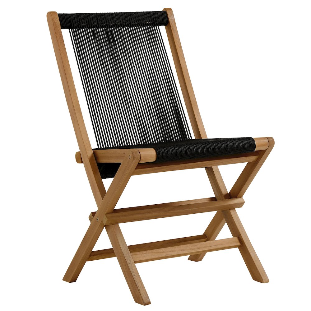 Vienna Outdoor Patio Teak and Rope Folding Chairs Set of 4. Picture 4