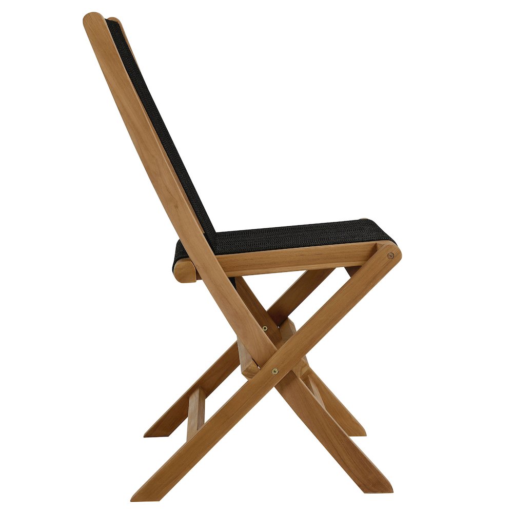 Vienna Outdoor Patio Teak and Rope Folding Chairs Set of 4. Picture 5