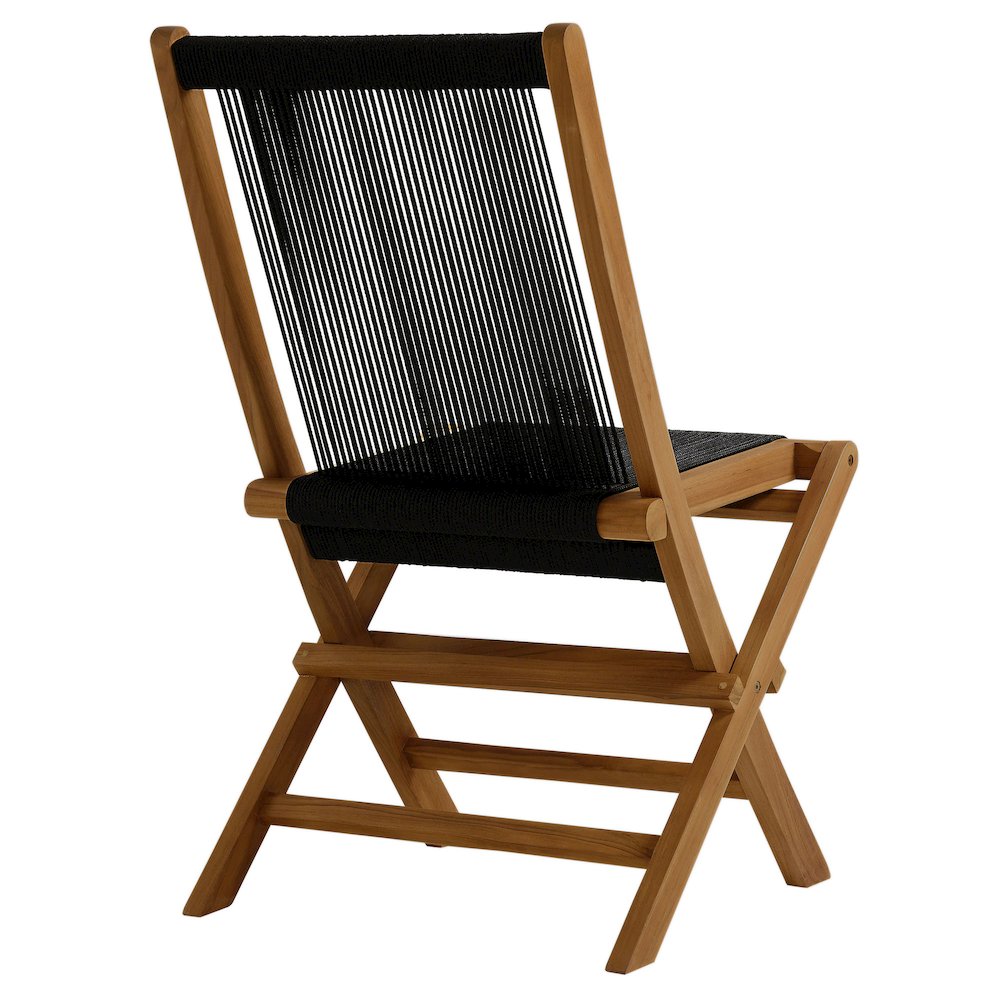 Vienna Outdoor Patio Teak and Rope Folding Chairs Set of 4. Picture 6