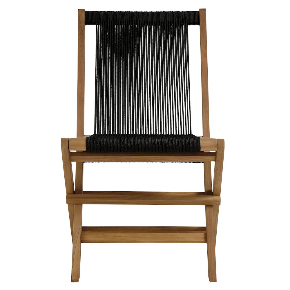 Vienna Outdoor Patio Teak and Rope Folding Chairs Set of 4. Picture 7