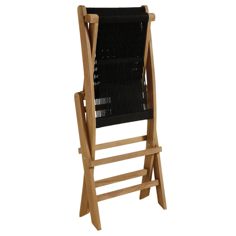 Vienna Outdoor Patio Teak and Rope Folding Chairs Set of 4. Picture 8