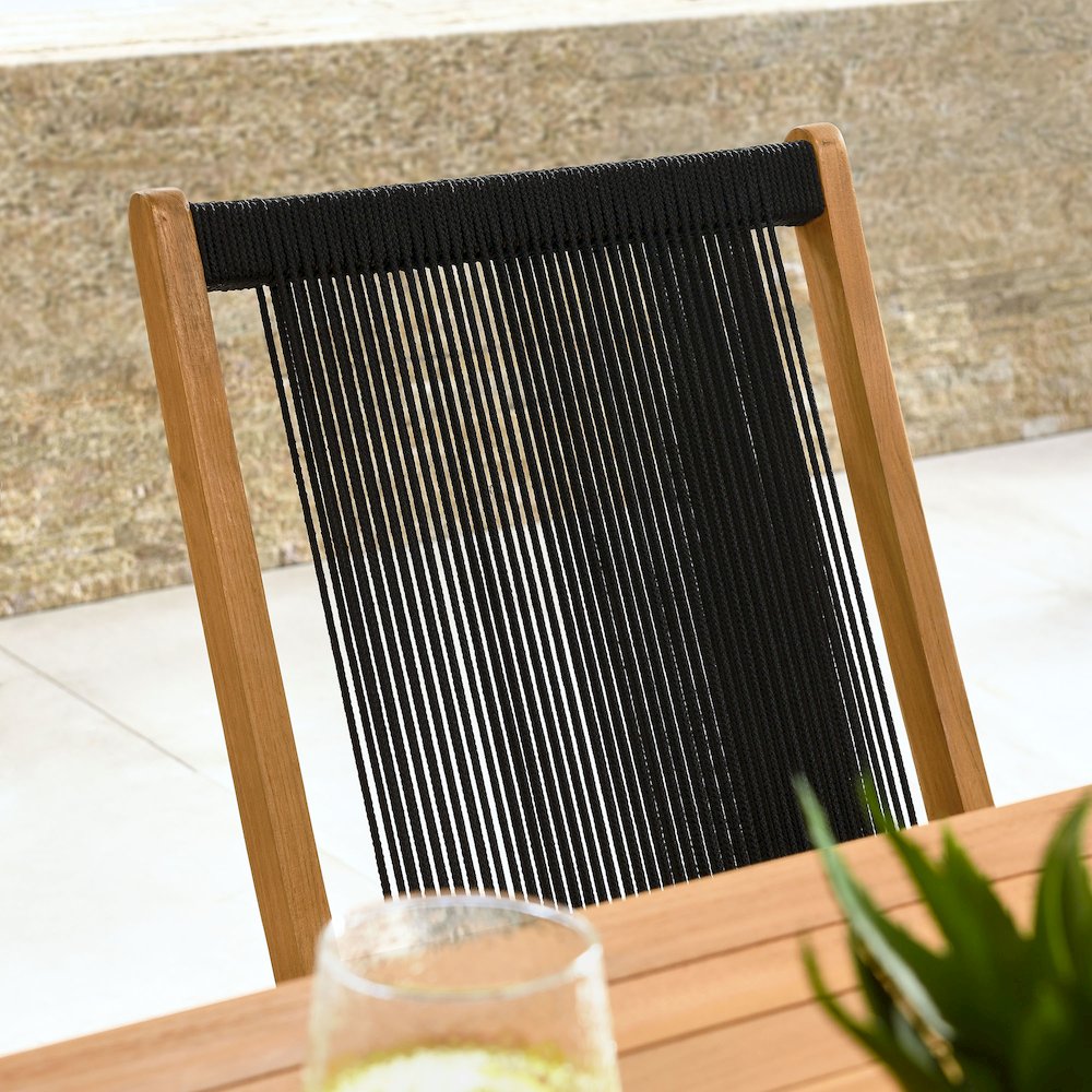 Vienna Outdoor Patio Teak and Rope Folding Chairs Set of 4. Picture 11