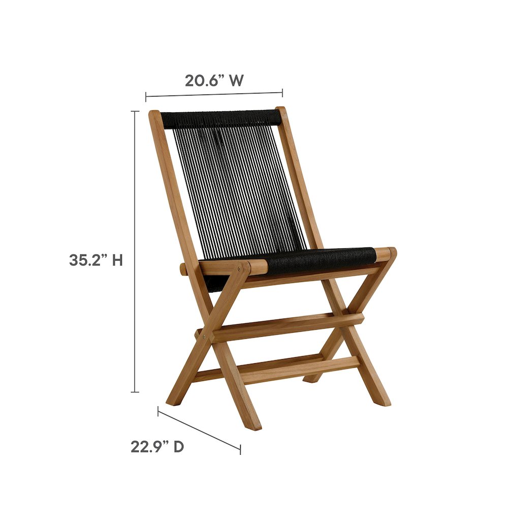 Vienna Outdoor Patio Teak and Rope Folding Chairs Set of 4. Picture 2