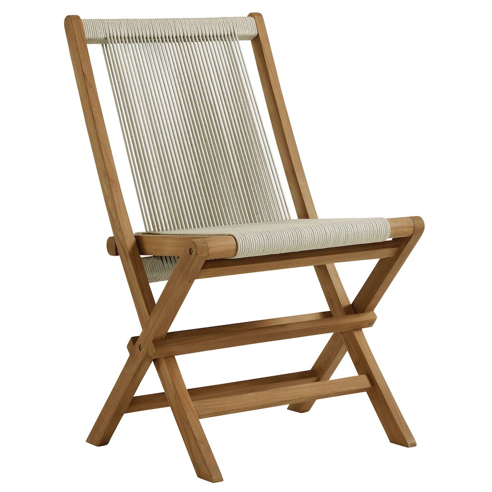 Vienna Outdoor Patio Teak and Rope Folding Chairs Set of 4. Picture 4