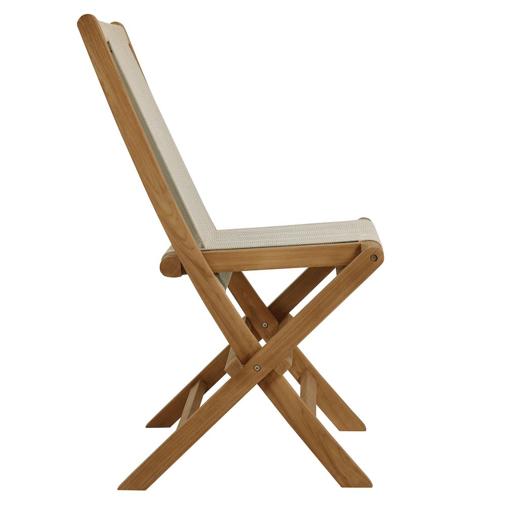 Vienna Outdoor Patio Teak and Rope Folding Chairs Set of 4. Picture 5