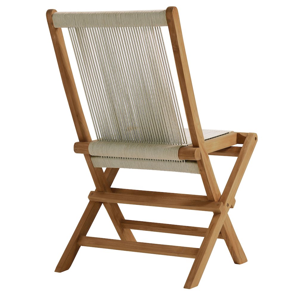 Vienna Outdoor Patio Teak and Rope Folding Chairs Set of 4. Picture 6