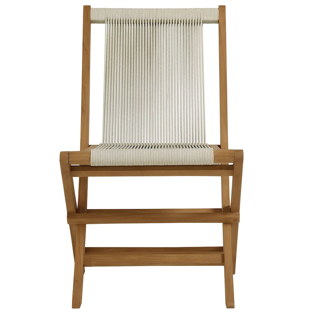 Vienna Outdoor Patio Teak and Rope Folding Chairs Set of 4. Picture 7