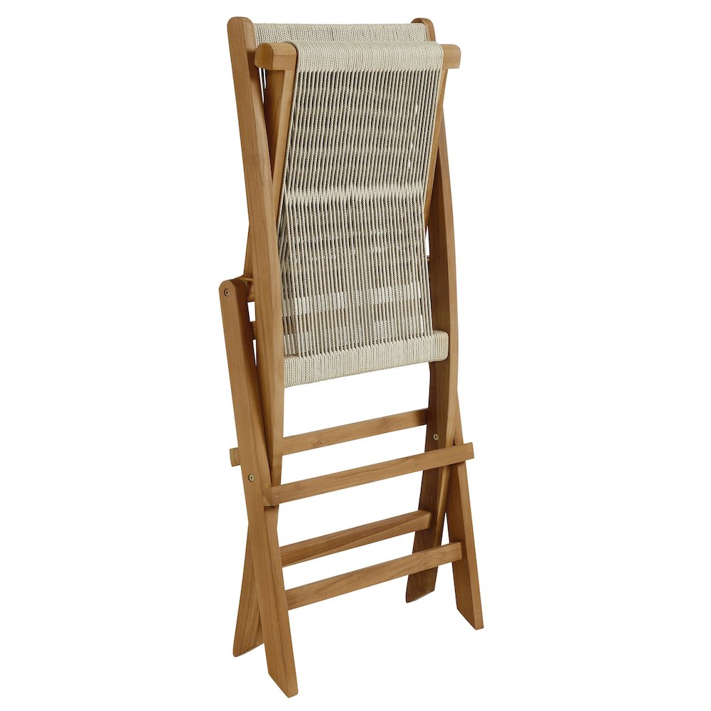 Vienna Outdoor Patio Teak and Rope Folding Chairs Set of 4. Picture 8