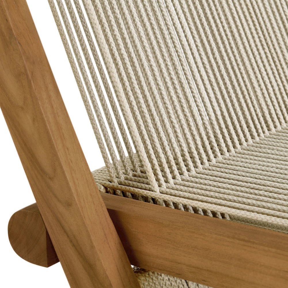 Vienna Outdoor Patio Teak and Rope Folding Chairs Set of 4. Picture 9