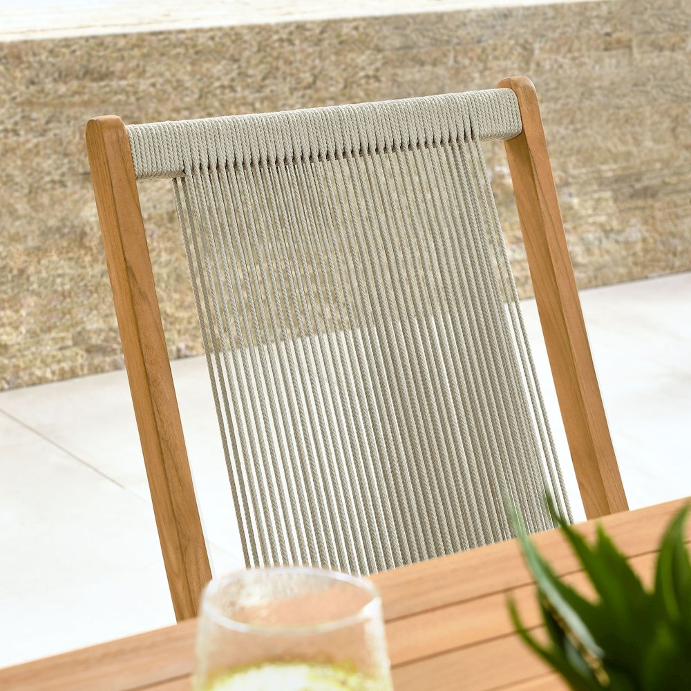 Vienna Outdoor Patio Teak and Rope Folding Chairs Set of 4. Picture 11