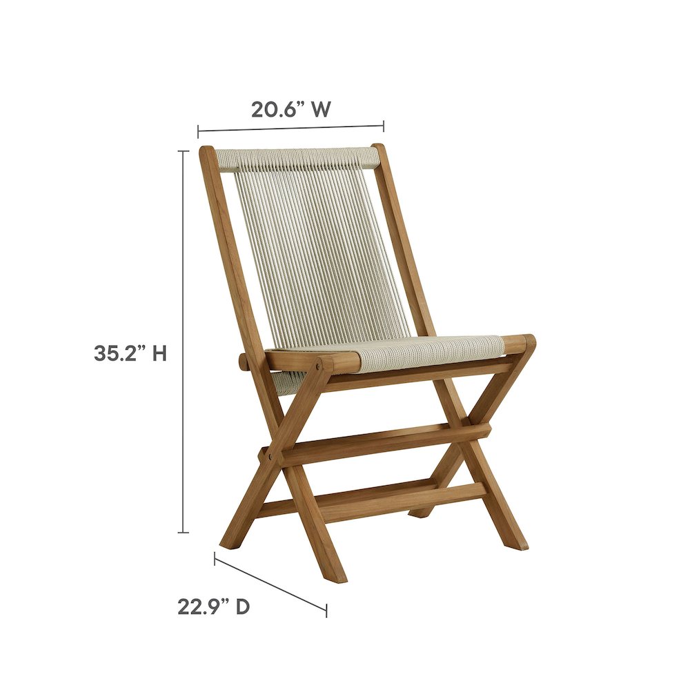 Vienna Outdoor Patio Teak and Rope Folding Chairs Set of 4. Picture 3