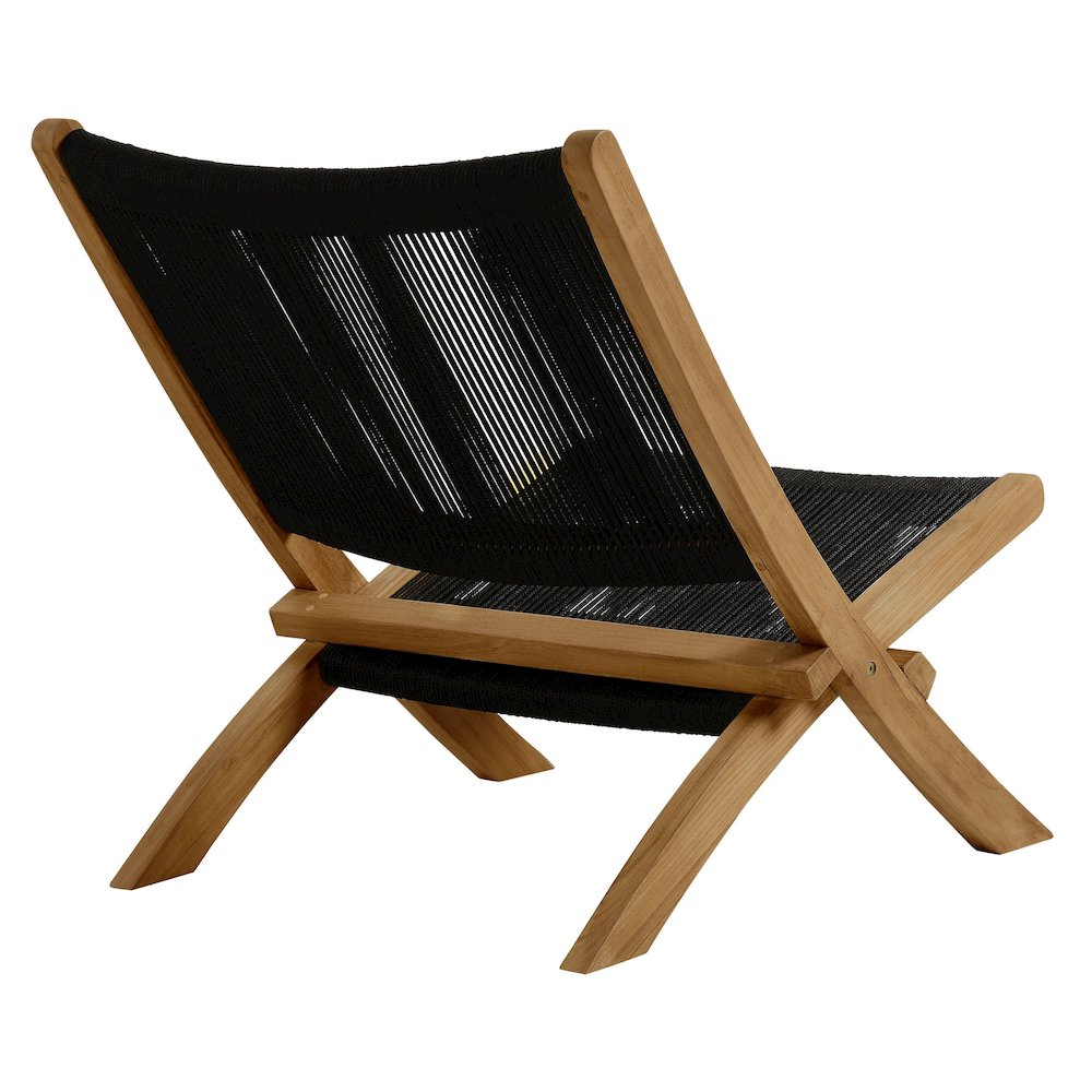 Vienna Outdoor Patio Teak and Rope Folding Accent Lounge Chair. Picture 5