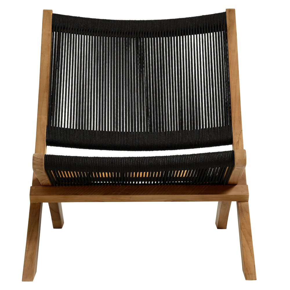 Vienna Outdoor Patio Teak and Rope Folding Accent Lounge Chair. Picture 6