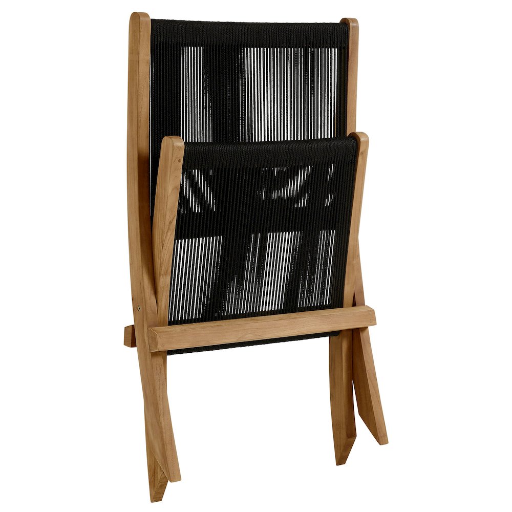 Vienna Outdoor Patio Teak and Rope Folding Accent Lounge Chair. Picture 7