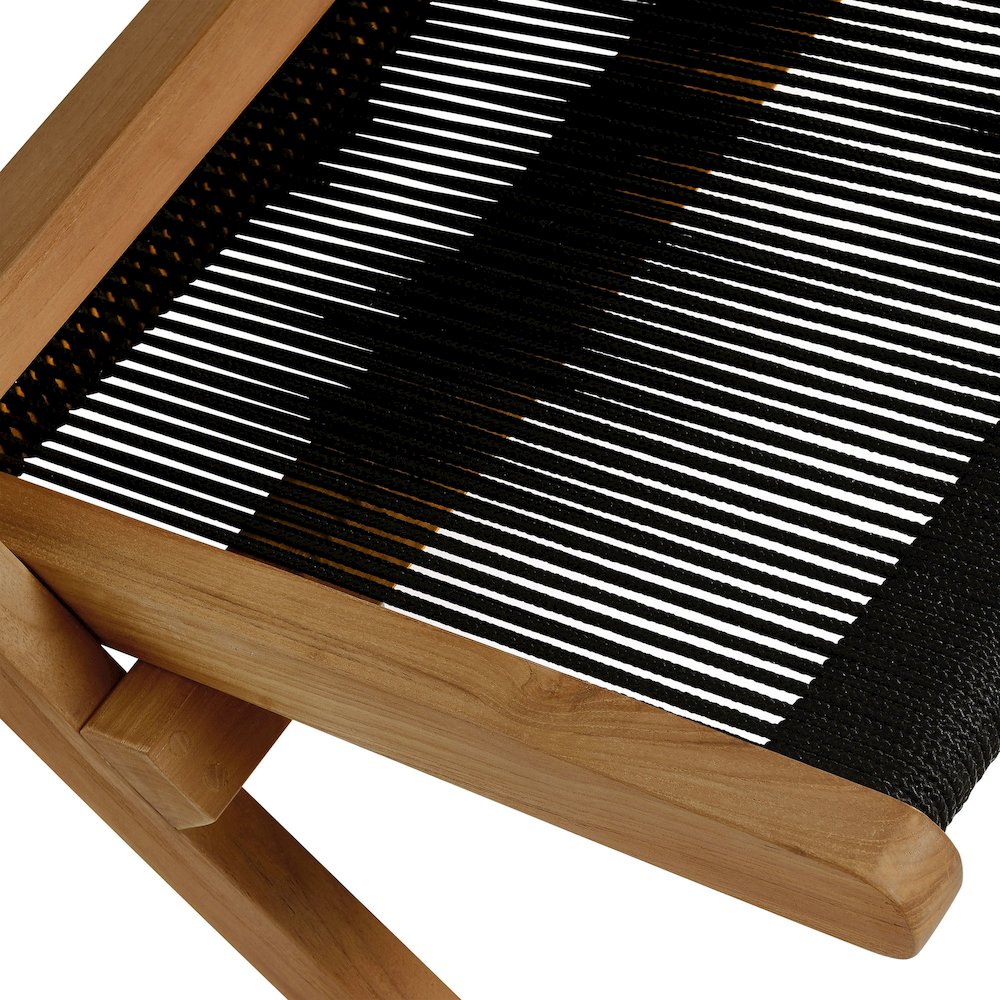 Vienna Outdoor Patio Teak and Rope Folding Accent Lounge Chair. Picture 8