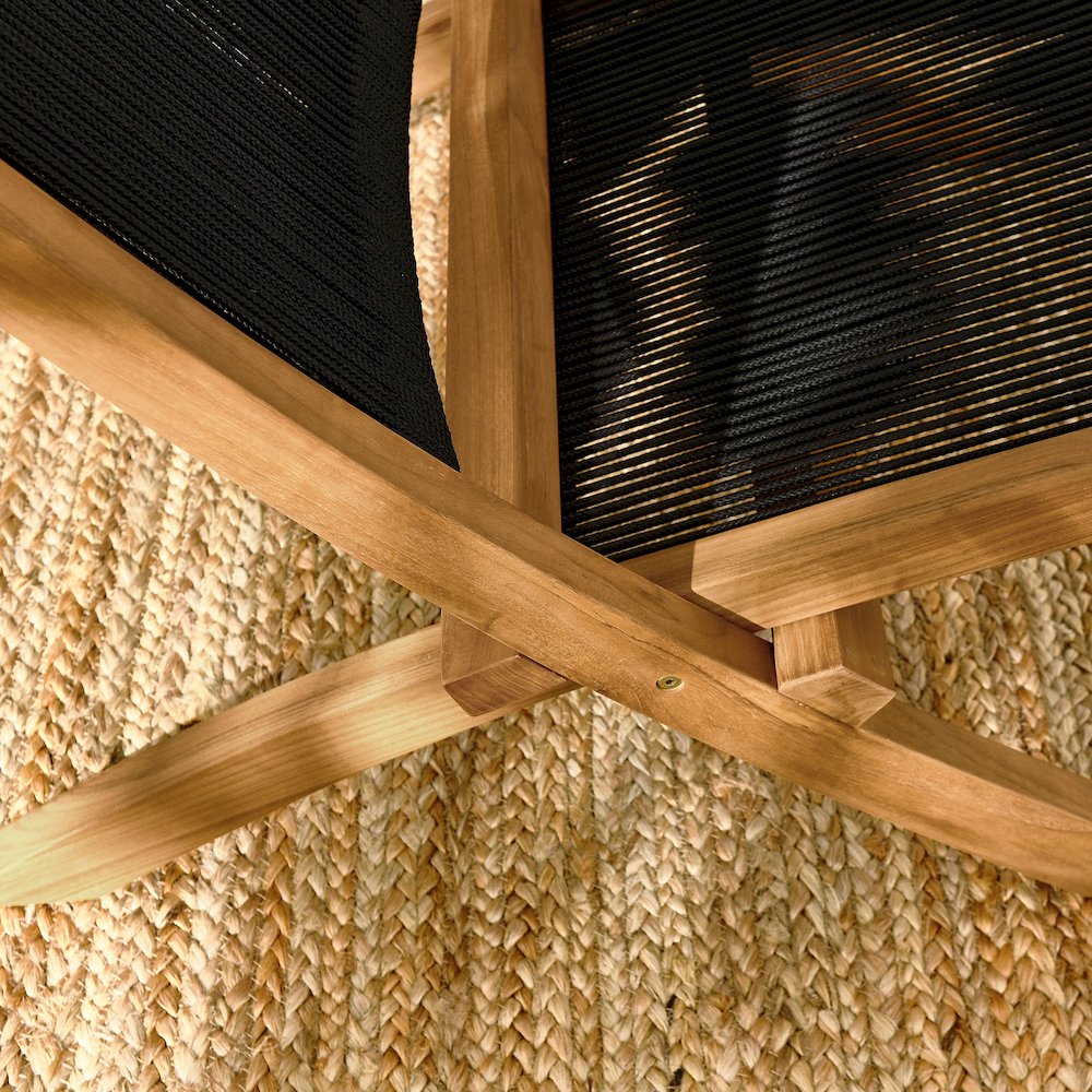 Vienna Outdoor Patio Teak and Rope Folding Accent Lounge Chair. Picture 10