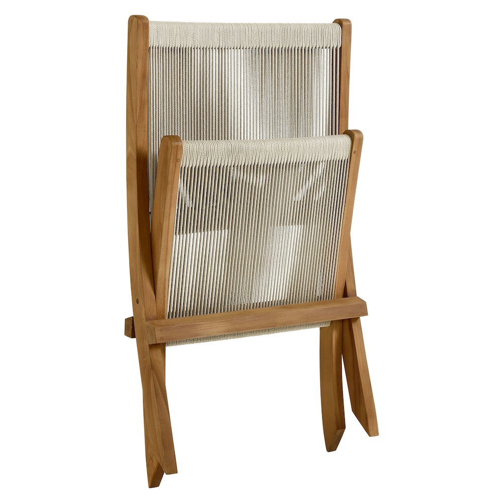 Vienna Outdoor Patio Teak and Rope Folding Accent Lounge Chair. Picture 7