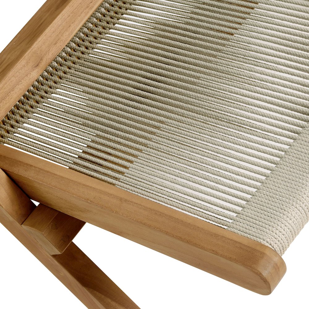 Vienna Outdoor Patio Teak and Rope Folding Accent Lounge Chair. Picture 8