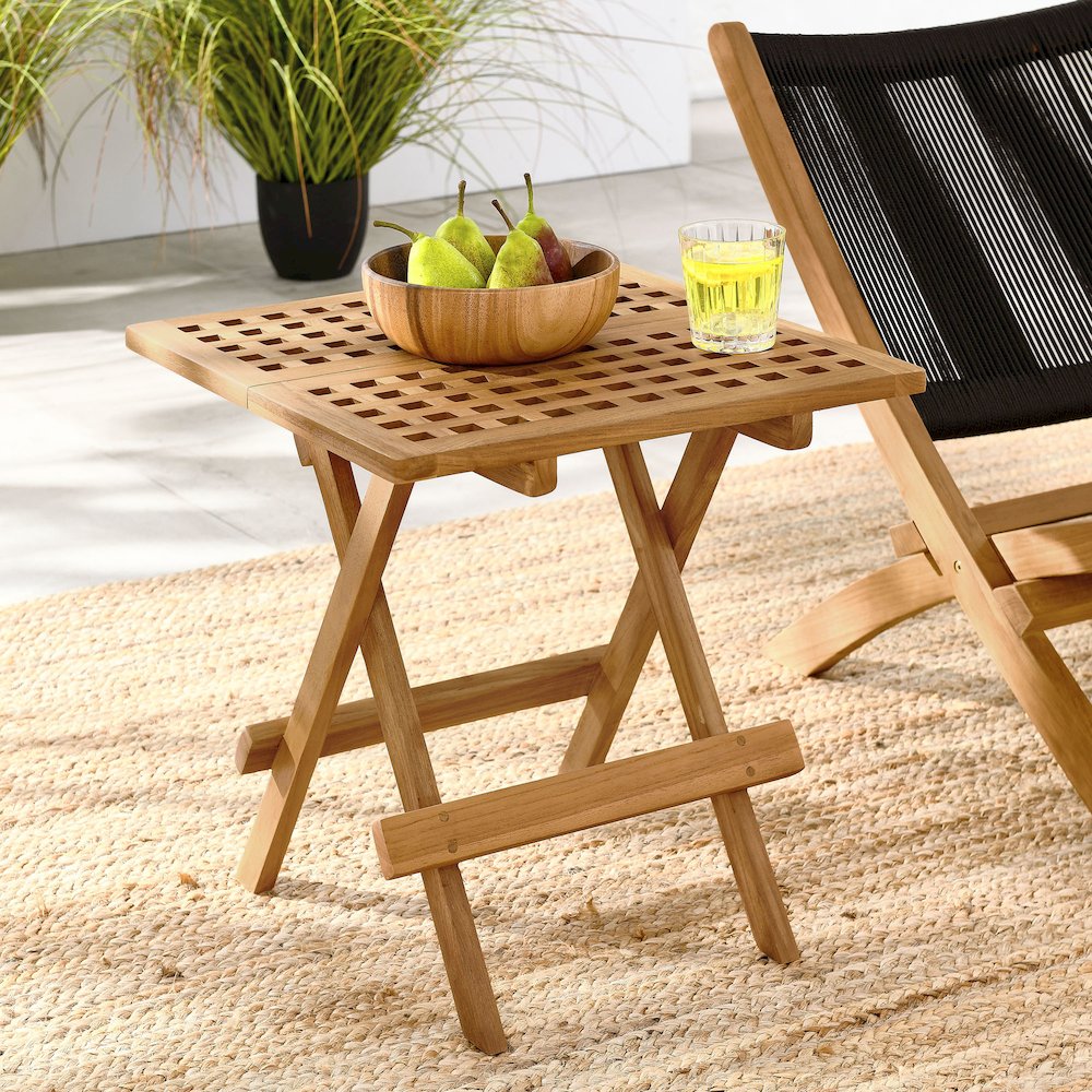 Vienna Outdoor Patio Teak Wood Side Table. Picture 9