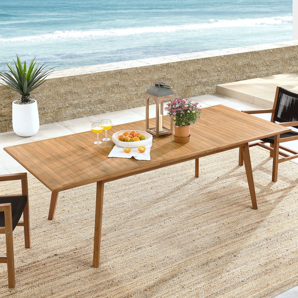 Vienna Outdoor Patio Teak Wood Extendable Dining Table. Picture 12