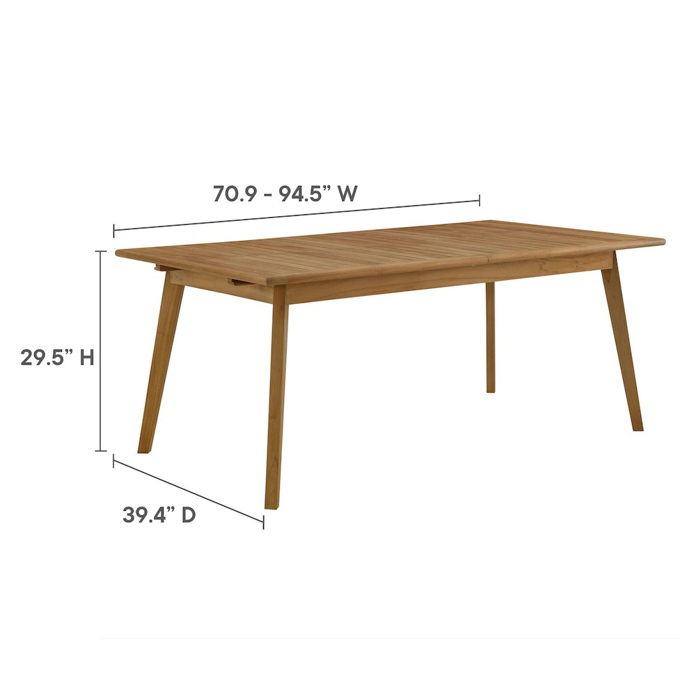 Vienna Outdoor Patio Teak Wood Extendable Dining Table. Picture 3