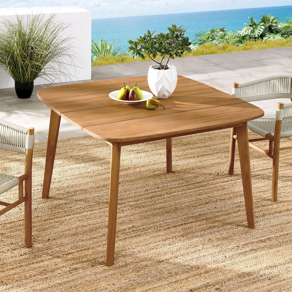 Vienna 46" Square Outdoor Patio Teak Wood Dining Table. Picture 8