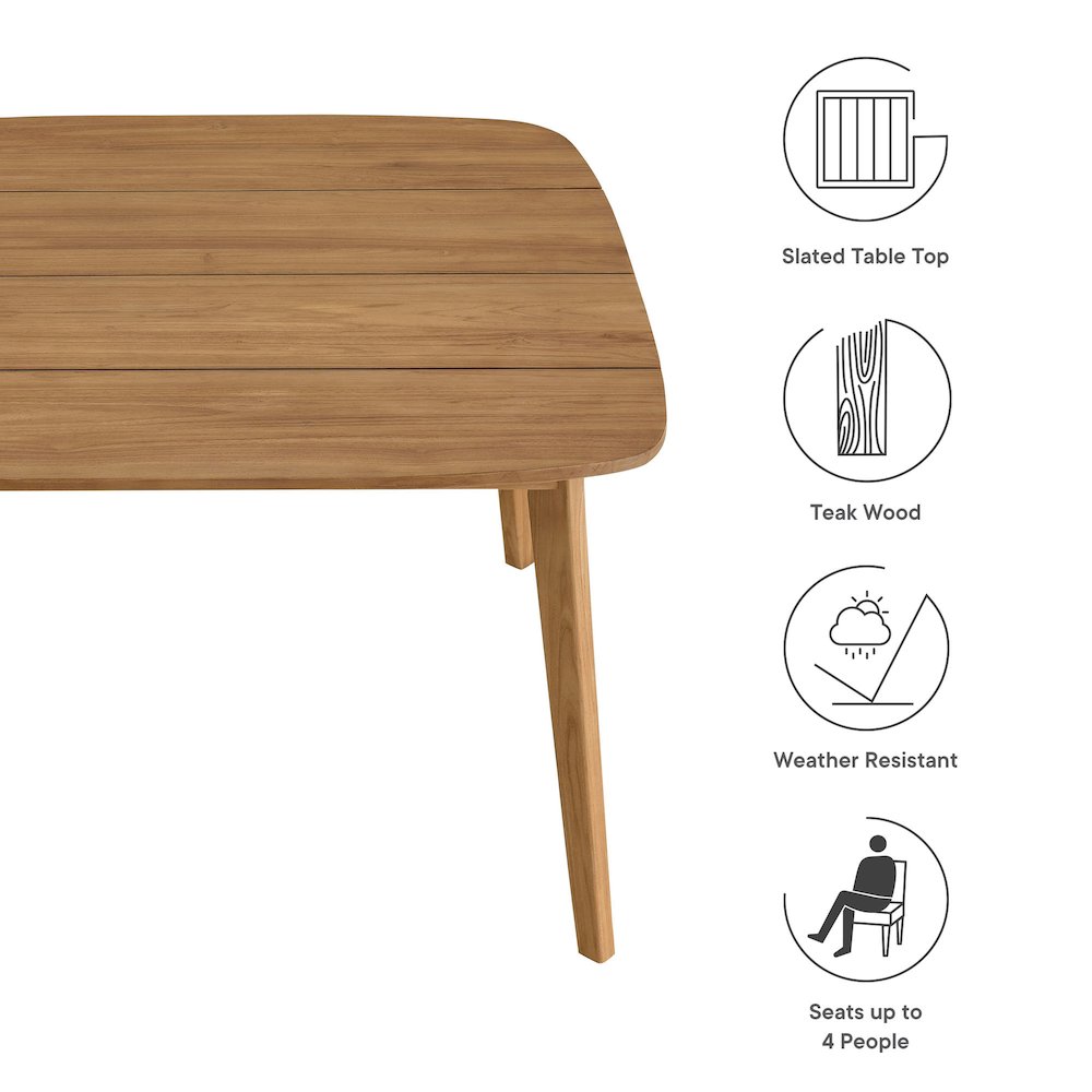 Vienna 46" Square Outdoor Patio Teak Wood Dining Table. Picture 2